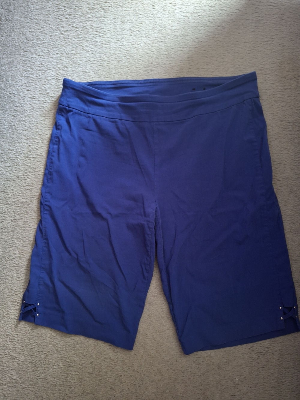 Avenue Royal Blue Mid-Length Stretch Bermuda Shorts